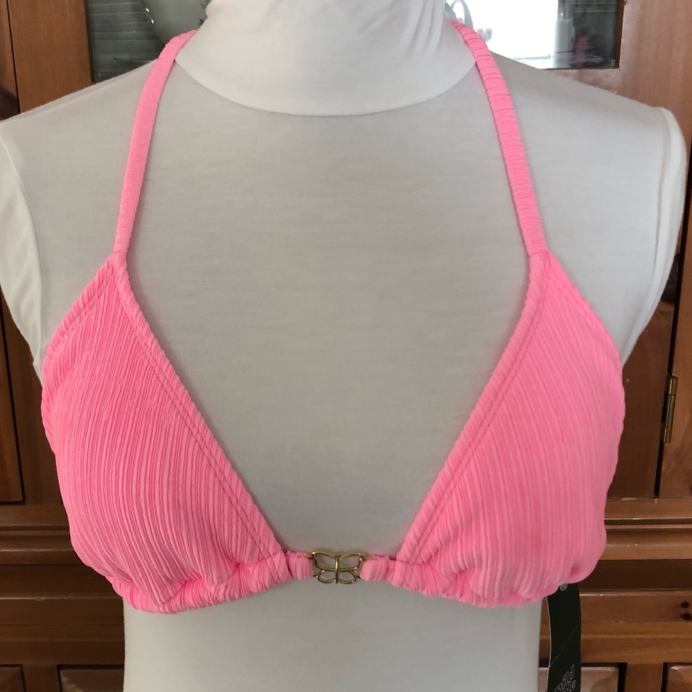 NWT Wild Fable Pink Ribbed Triangle Bikini Top